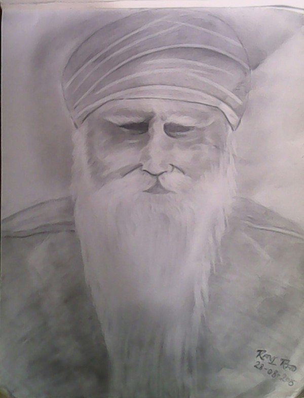 A Beautiful Pencil Sketch Of Baba Pritam Singh Ji - DesiPainters.com