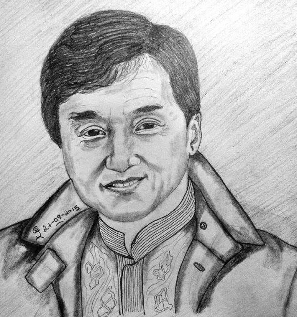 Pencil Sketch Of Jackie Chan - DesiPainters.com