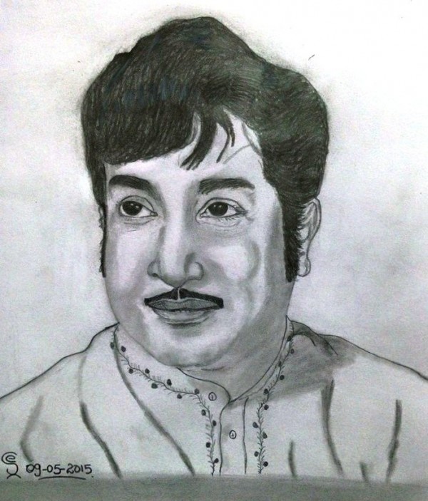 Pencil Sketch Of Actor Sivaji Ganesan