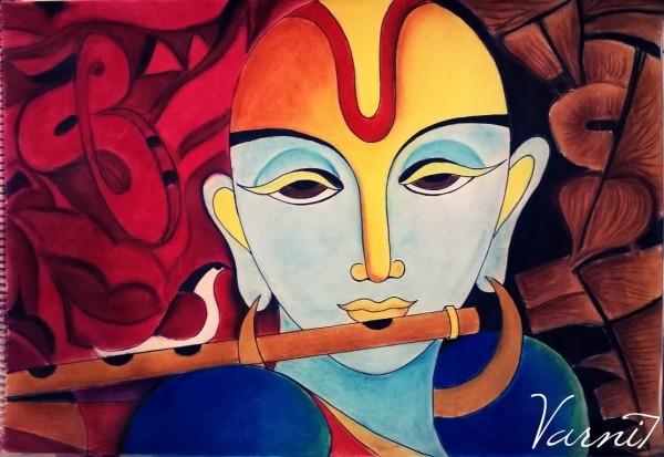 Pastel Painting Of Krishna Ji 