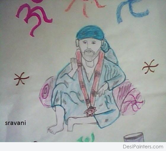 Pencil Color Sketch Of Sai Ji