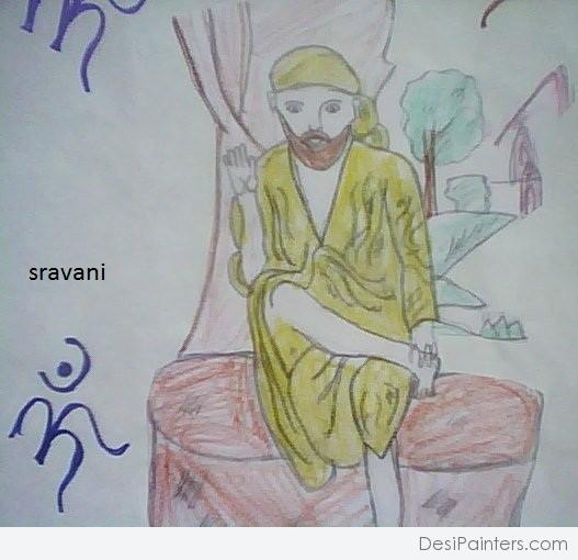 Pencil Color Sketch Of Sai Ji 