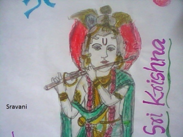 Pencil Sketch Of Sri Krishna - DesiPainters.com