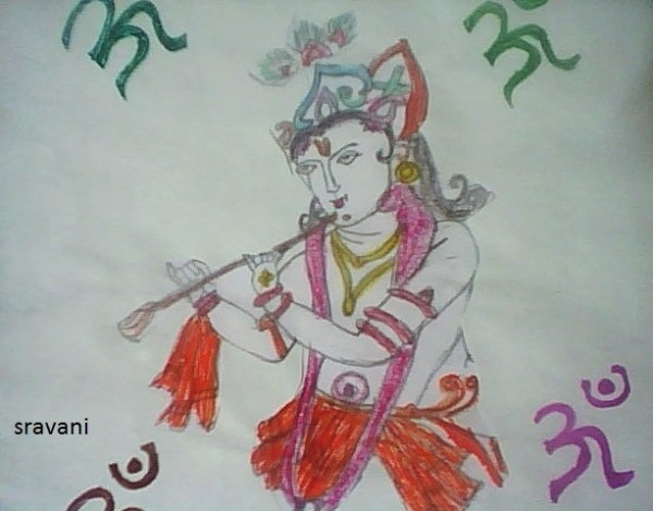 Pencil Sketch Of Lord Krishna - DesiPainters.com