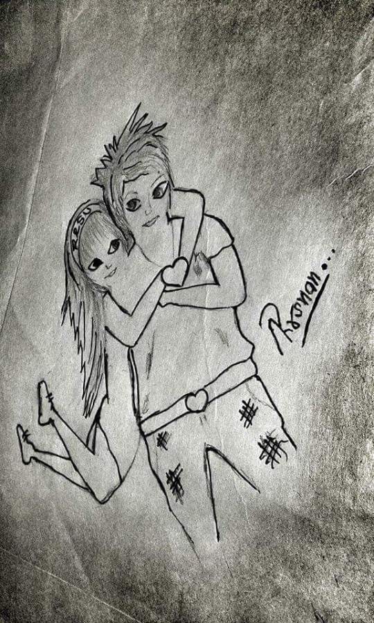 Pencil Sketch Of Cute Couple 