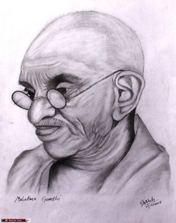 Pencil Sketch Of Mahatma Gandhi - DesiPainters.com