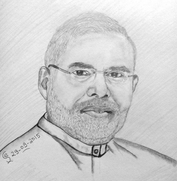 Pencil Sketch Of PM Narendra Modi - DesiPainters.com