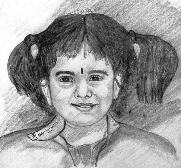 Pencil Sketch Of AGirl By J Elangovan