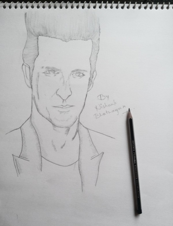 Pencil Sketch Of Hrithik Roshan - DesiPainters.com