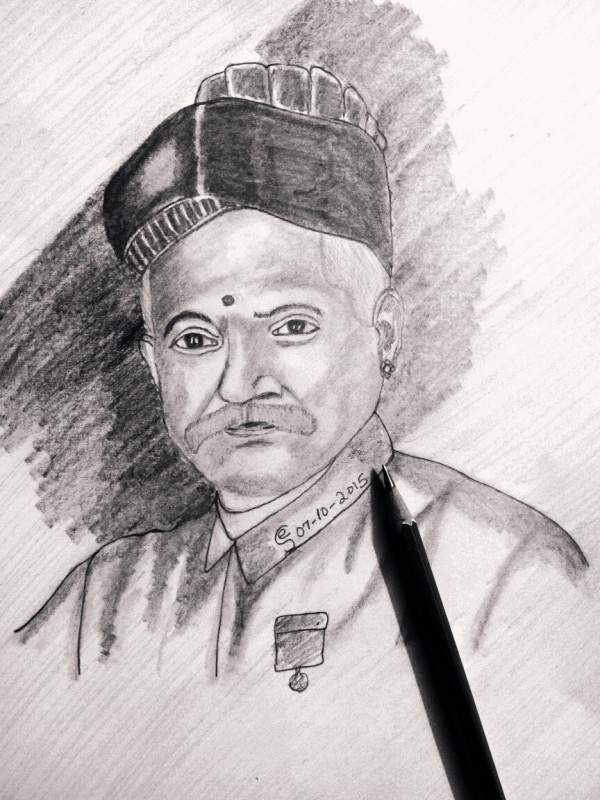 Pencil Sketch Of Raja Ravi Varma - DesiPainters.com