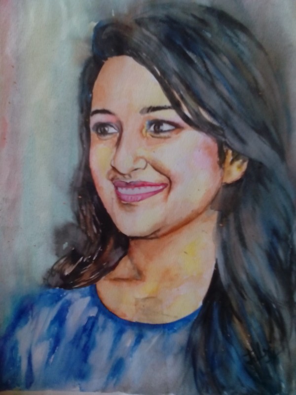 Watercolor Painting Of Parineeti Chopra - DesiPainters.com