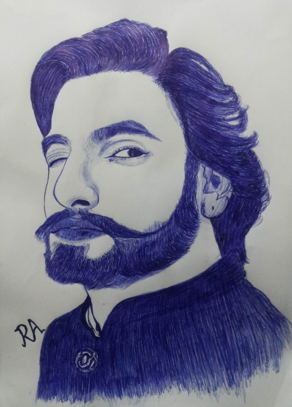 Ink Painting Of Ranveer Singh - DesiPainters.com