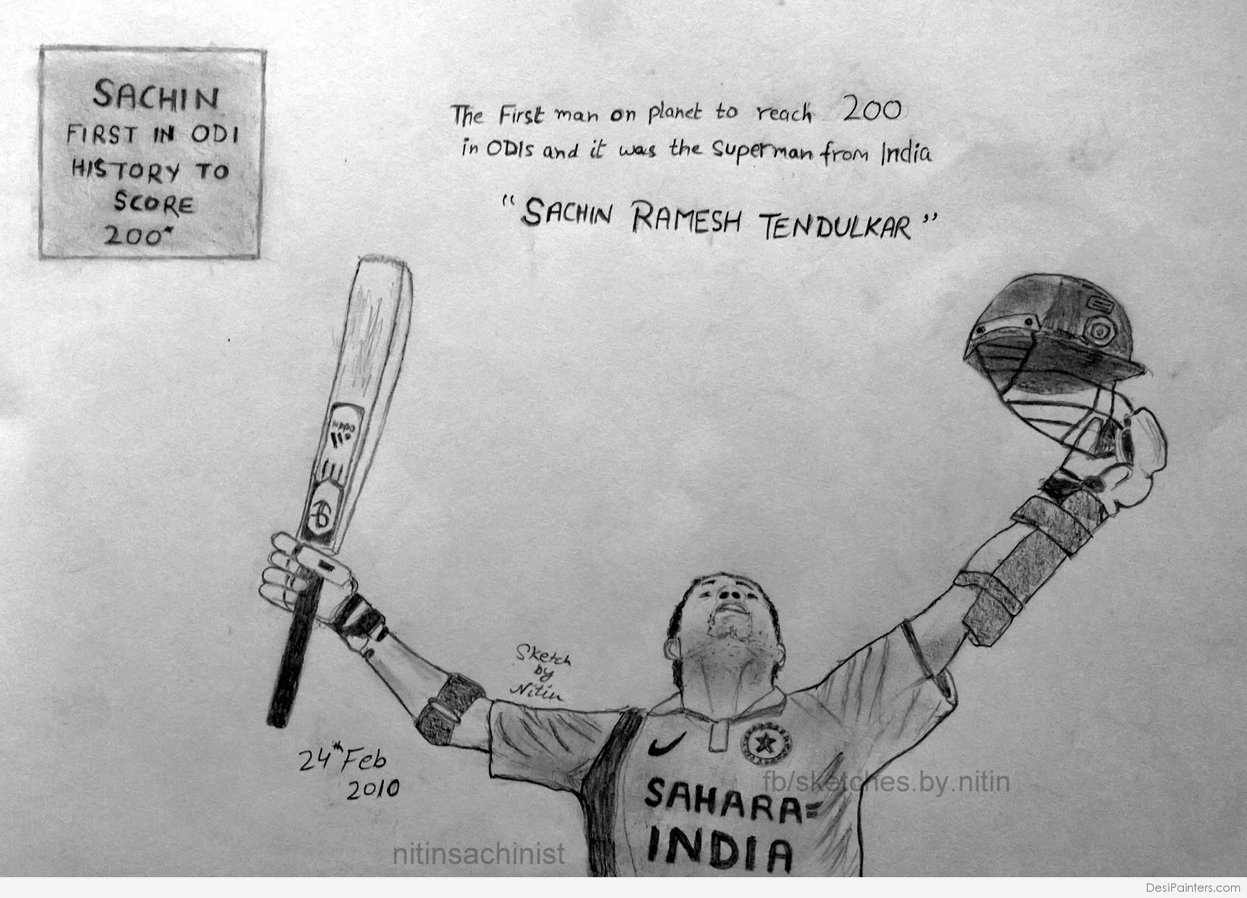 Pencil Sketch Of Sachin Tendulkar