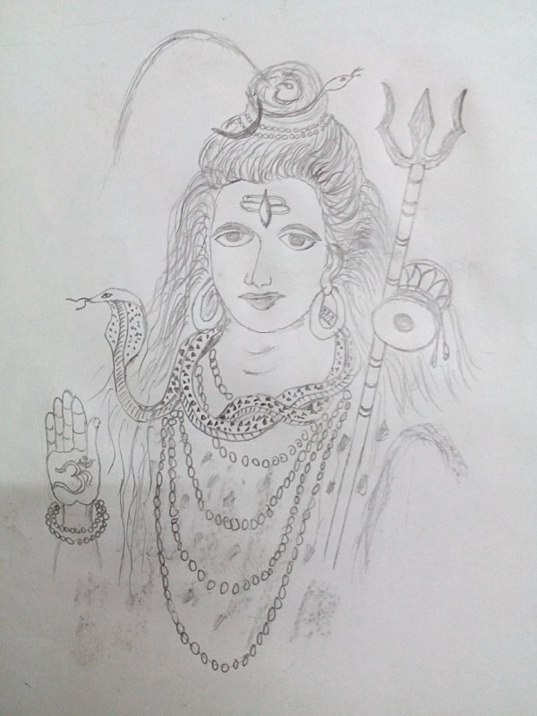 Pencil Sketch Of Bhole Shanker