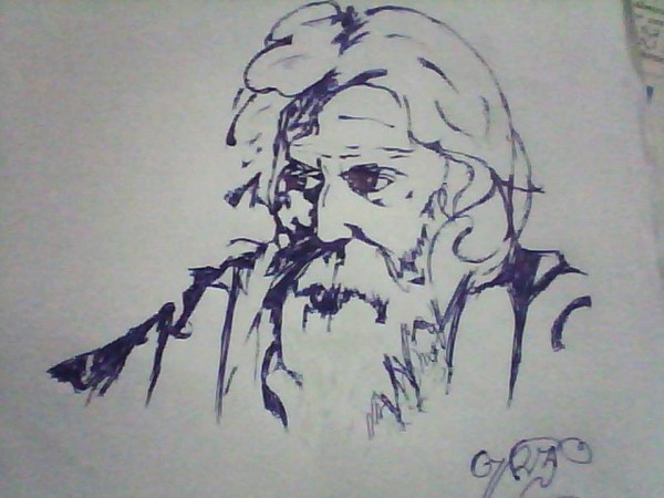 Ink Painting Of Rabindranath Tagore - DesiPainters.com