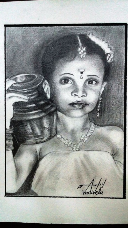 Pencil Sketch Of Theshna Sri - DesiPainters.com