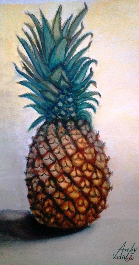 Watercolor Painting Of Pineapple - DesiPainters.com