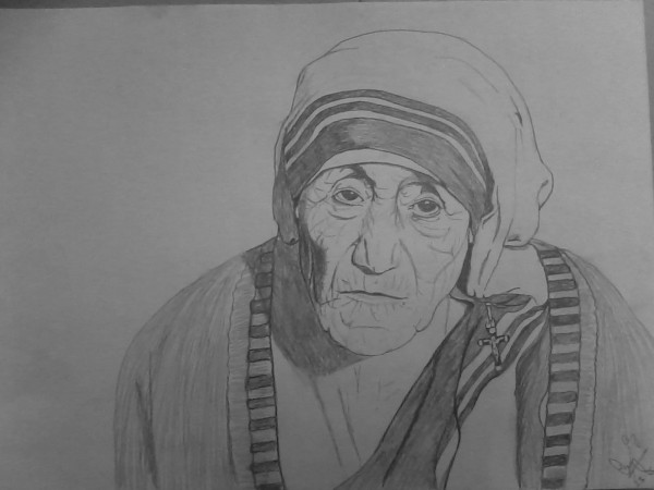 Pencil Sketch Of Mother Teresa - DesiPainters.com