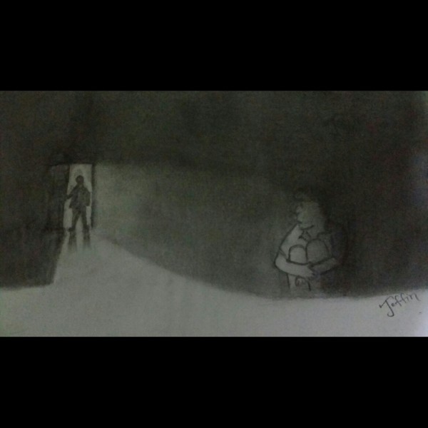 Pencil Sketch Of The Dark Room (Theme: Child Labour)