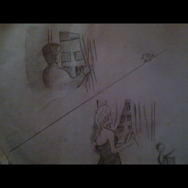 Pencil Sketch Of Sleepless Night (Theme: Love)