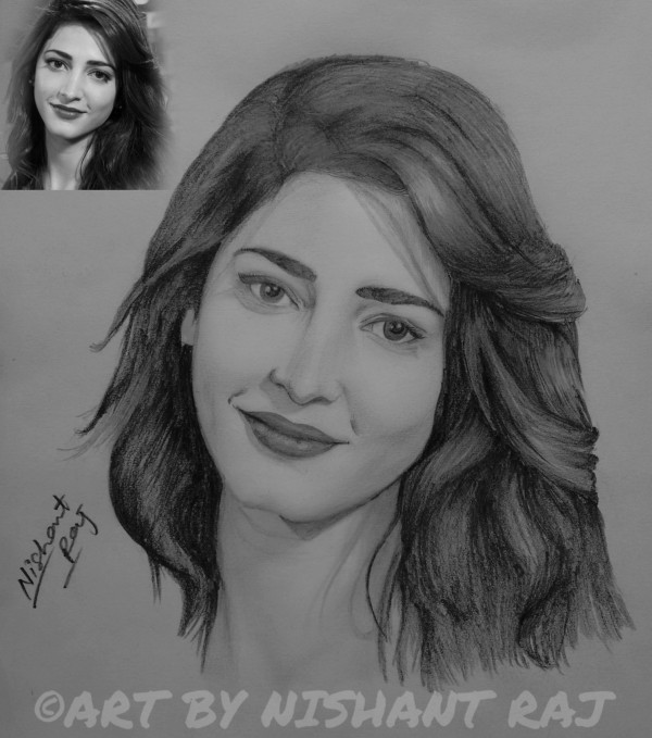 Pencil Sketch of Shruti Haasan - DesiPainters.com