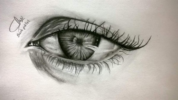 3rd Pencil Sketch Of Eye By Shoeb Patel - DesiPainters.com