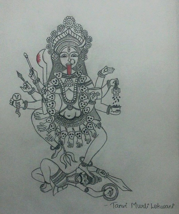 Pencil Sketch Of Jai Maa Kali | DesiPainters.com