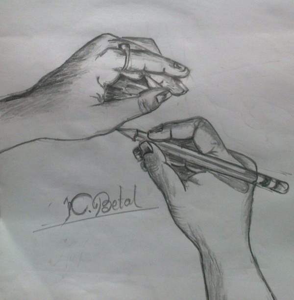 Pencil Sketch  Of Hands - DesiPainters.com