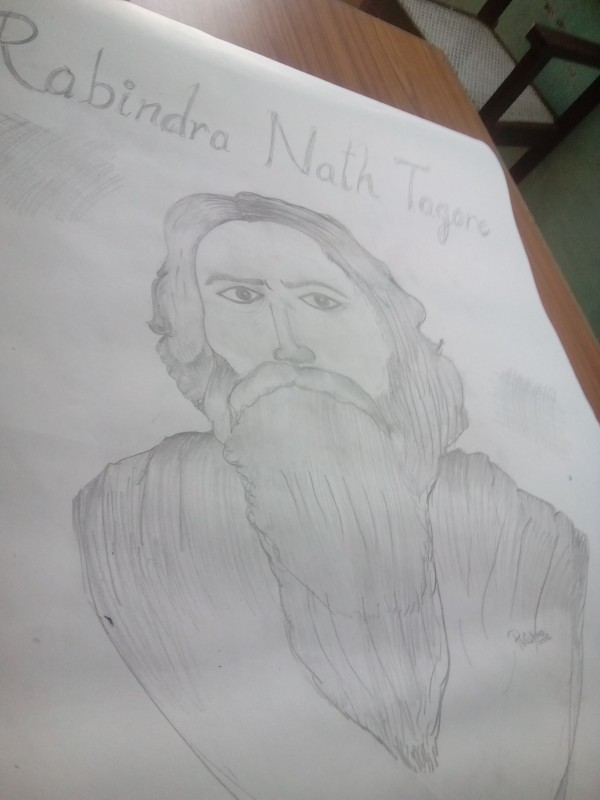 Pencil Sketch Of Rabindra Nath Tagore