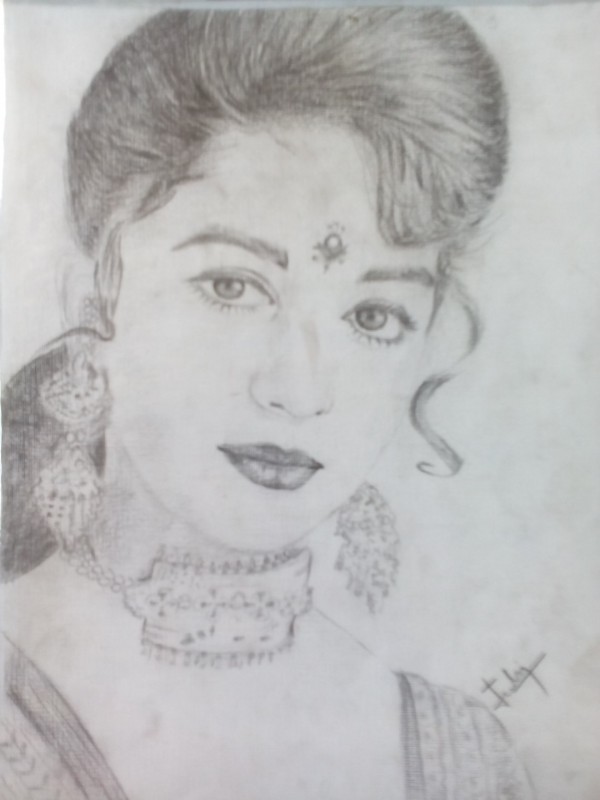 Pencil Sketch Of Madhuri Dixit - DesiPainters.com