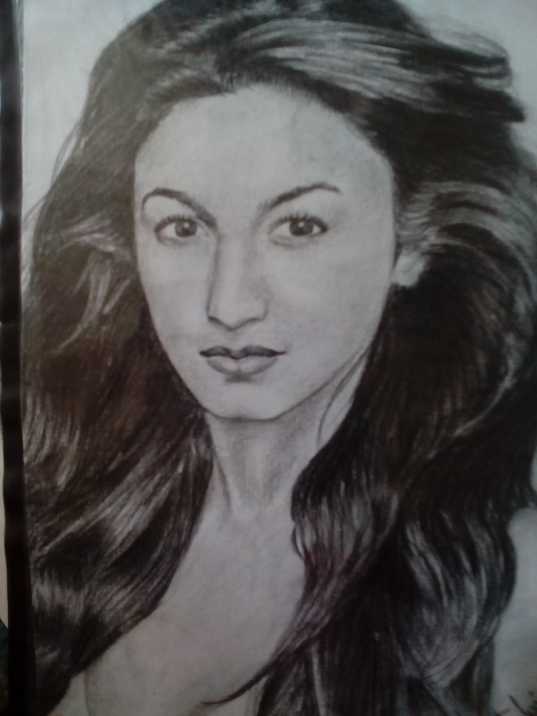 Pencil Sketch Of Aliya - DesiPainters.com