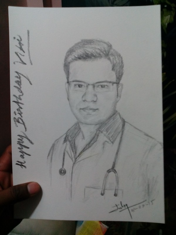 Pencil Sketch Of My friend Dr.Vivek Ahirwar - DesiPainters.com
