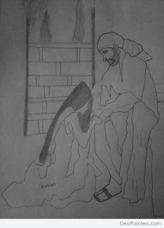 Pencil Sketch Of Sai Baba Ji