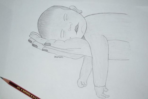 Pencil Sketch Of Baby - DesiPainters.com