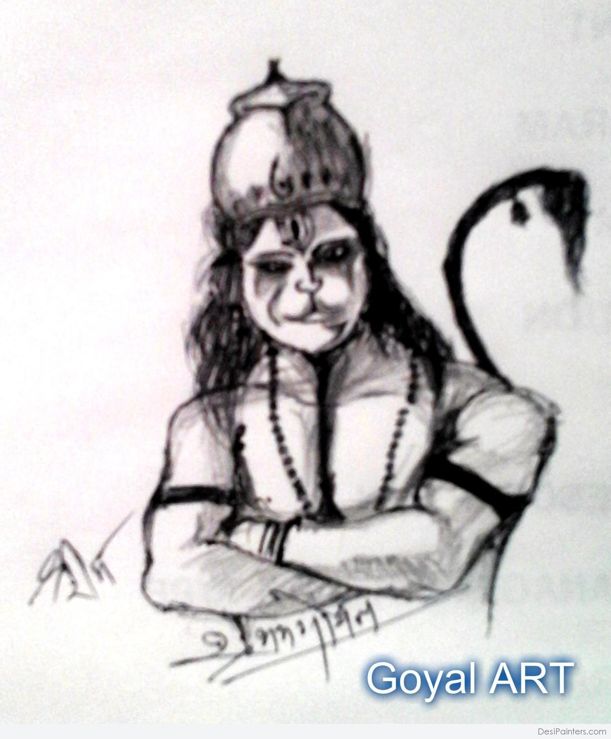 Pencil Sketch Of Hanuman Ji