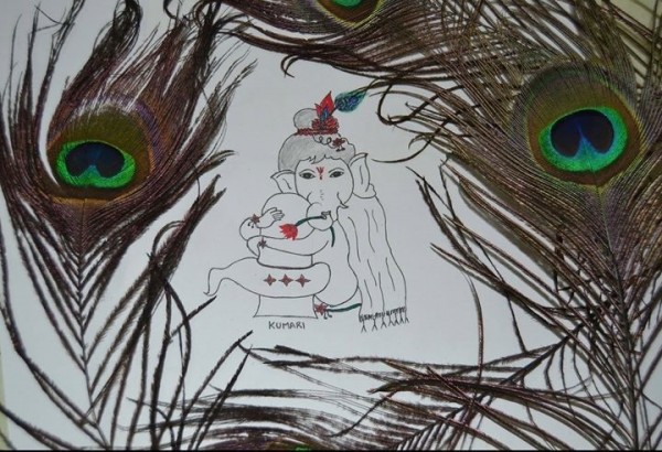 Pencil Sketch Of Ganesh Ji - DesiPainters.com