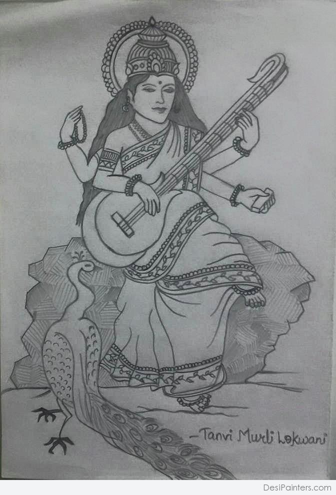 Saraswati Goddess of Knowledge & the Arts 8x10 Hindu Vedic Mythology Wisdom  Education Music Witchy Artwork Pagan Pen Ink Fine Art Print - Etsy