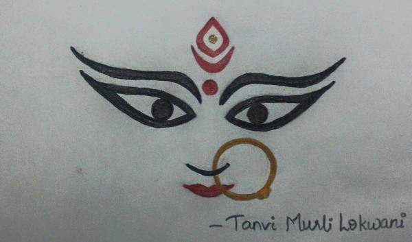 Indian Ink Painting Of Mata Ji - DesiPainters.com