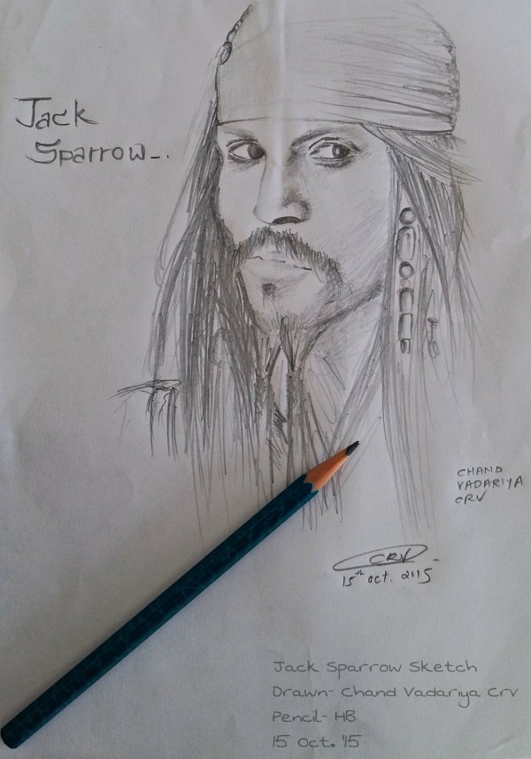 Pencil Sketch Of Jack Sparrow - DesiPainters.com