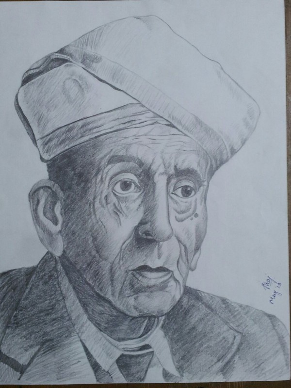 Pencil Sketch Of Dr.M.Vishveshwaraiya By Viraj Lathigara