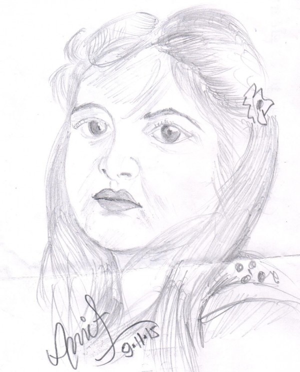 Pencil Sketch Of Bollywood Star Harshali - DesiPainters.com