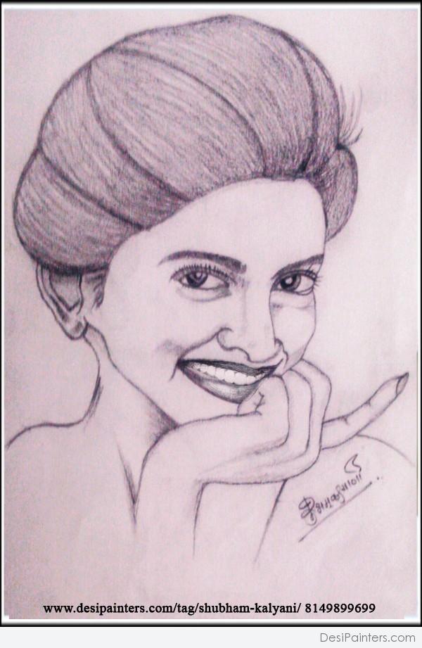 Pencil Sketch Of Deepika Padukon - DesiPainters.com