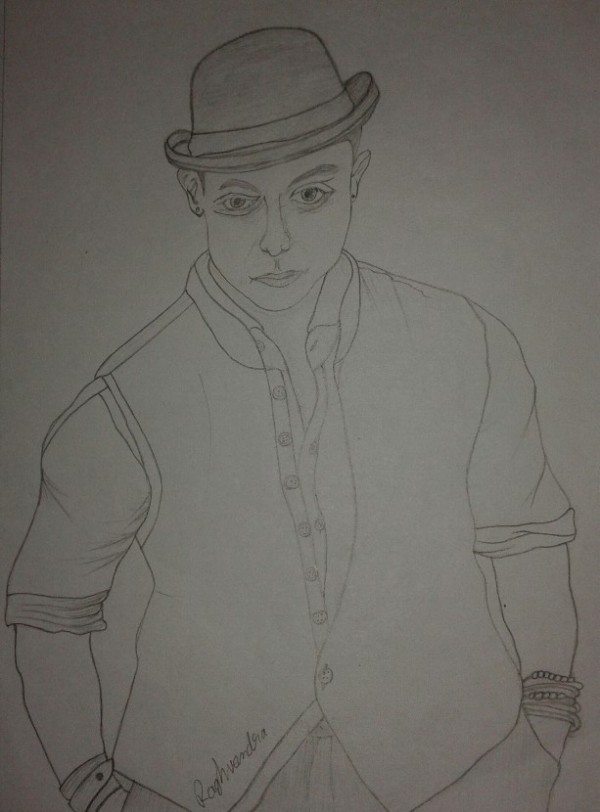 Pencil Sketch Of Aamir Khan In Dhoom 
