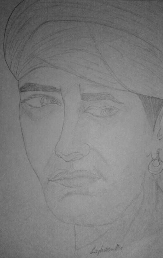 Pencil Sketch Of Aamir Khan In Lagaan 