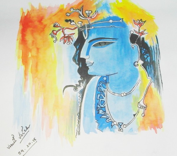Watercolor Painting Of Krishan Ji 