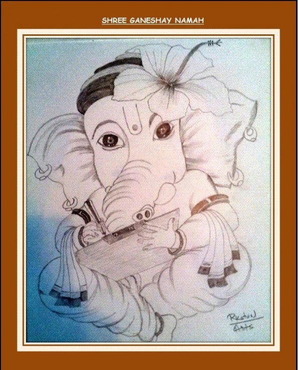 Pencil Sketch Of Shree Ganesh - DesiPainters.com