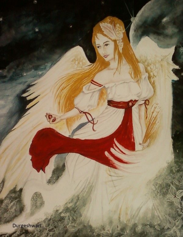 Watercolor Painting Of An Angel - DesiPainters.com