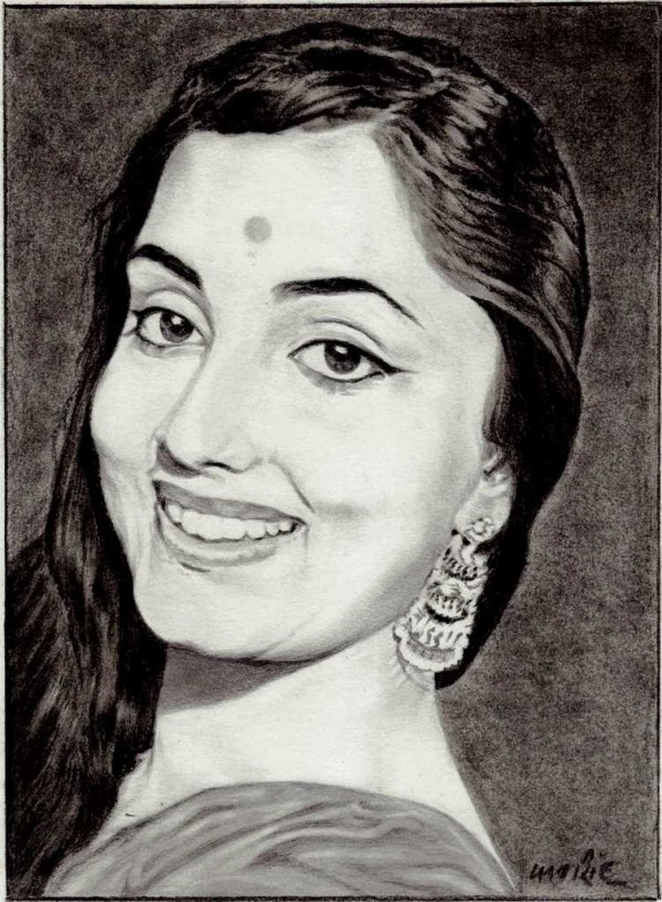 Pencil Sketch Of Sadhana - DesiPainters.com