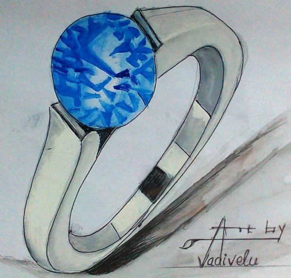 Watercolor Painting Of A Diamond Ring - DesiPainters.com