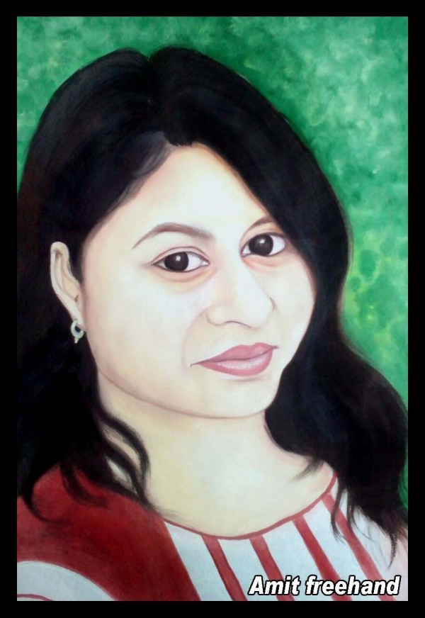 Watercolor Painting Of A Girl - DesiPainters.com